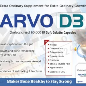 ARVO D3 – Cholecalciferol 60,000 IU Soft Gelatin Capsules